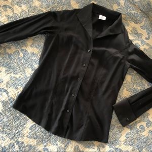 Black, Fitted, Brooks Brothers Blouse